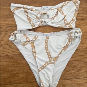 Anine Bing White and Gold Bikini Set